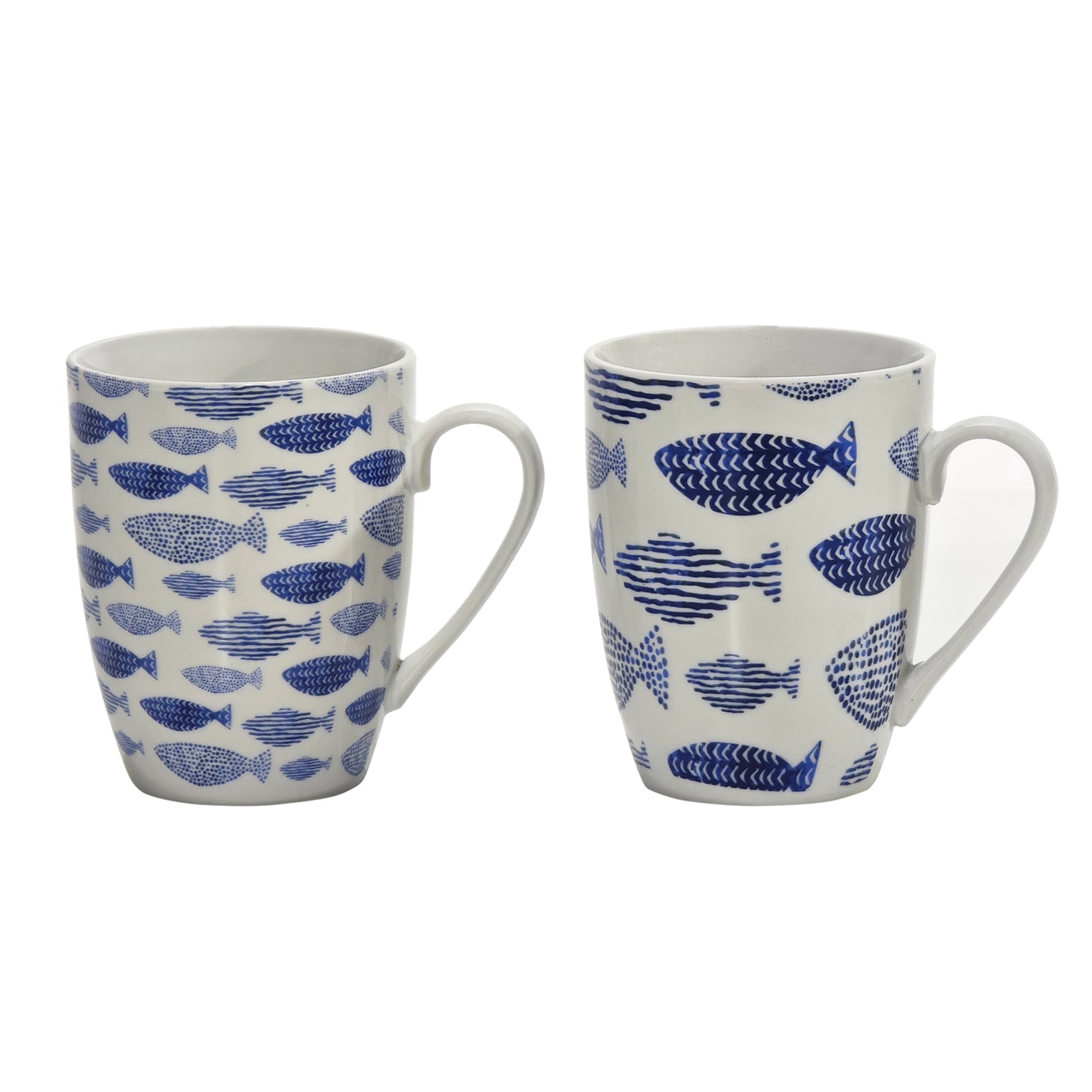 GUSTO CASA - Set 2 Tazze in Porcellana Motivo Marino Blu 35 cl